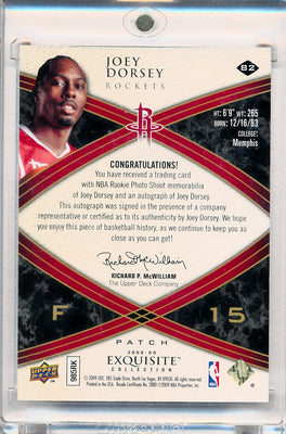 Upper Deck 2008-2009 Exquisite Collection Rookie Parallel #82 Joey Dorsey 3/15