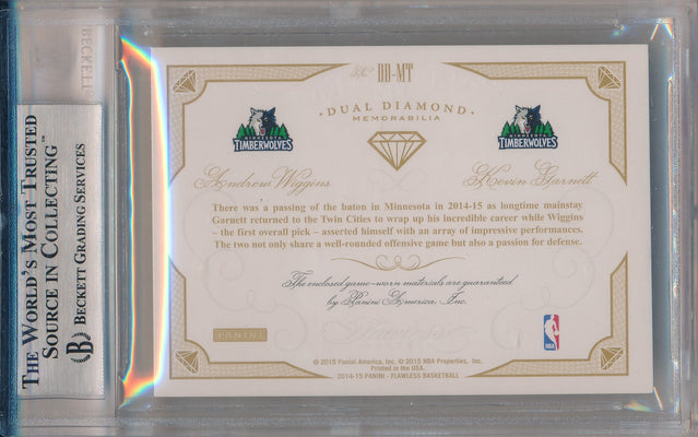 Panini 2014-2015 Flawless Emerald Dual Diamond Patches #DD-MT Andrew Wiggins/ Kevin Garnett 2/5 / BGS Grade 9