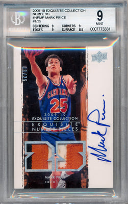 Upper Deck 2009-2010 Exquisite Collection Numbers #NPMP Mark Price 3/25 / BGS Grade 9 / Auto Grade 10