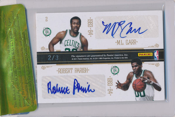 Panini 2010-2011 National Treasures Champions Signatures Quads #2 Larry Bird / Kevin Mchale / M.L Carr / Robert Parish 2/3 / BGS Grade 9.5 / Auto Grade 9