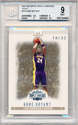 Topps 2007-2008 Triple Threads Gold #24 Kobe Bryant 14/33 / BGS Grade 9