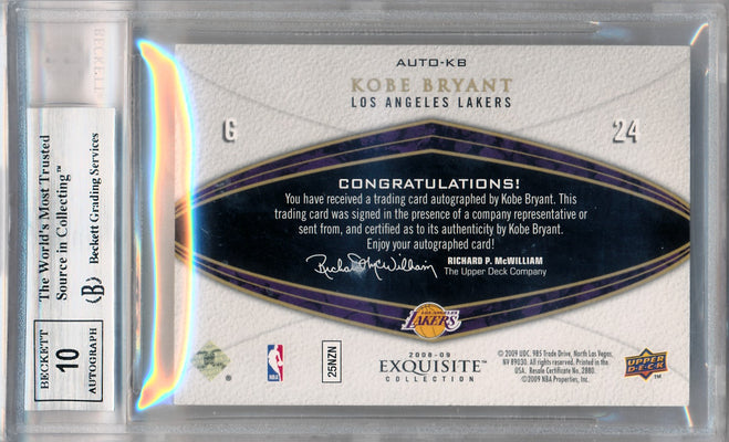 Upper Deck 2008-2009 Exquisite Collection Autographs #AUTOKB Kobe Bryant 14/24 / BGS Grade 9 / Auto Grade 10