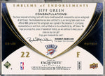 Upper Deck 2008-2009 Exquisite Collection Emblems Of Endorsement #EEJG Jeff Green 7/10