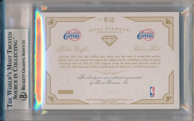 Panini 2014-2015 Flawless Emerald Dual Diamond Patches #DD-LAC Chris Paul/ Blake Griffin 5/5 / BGS Grade 9