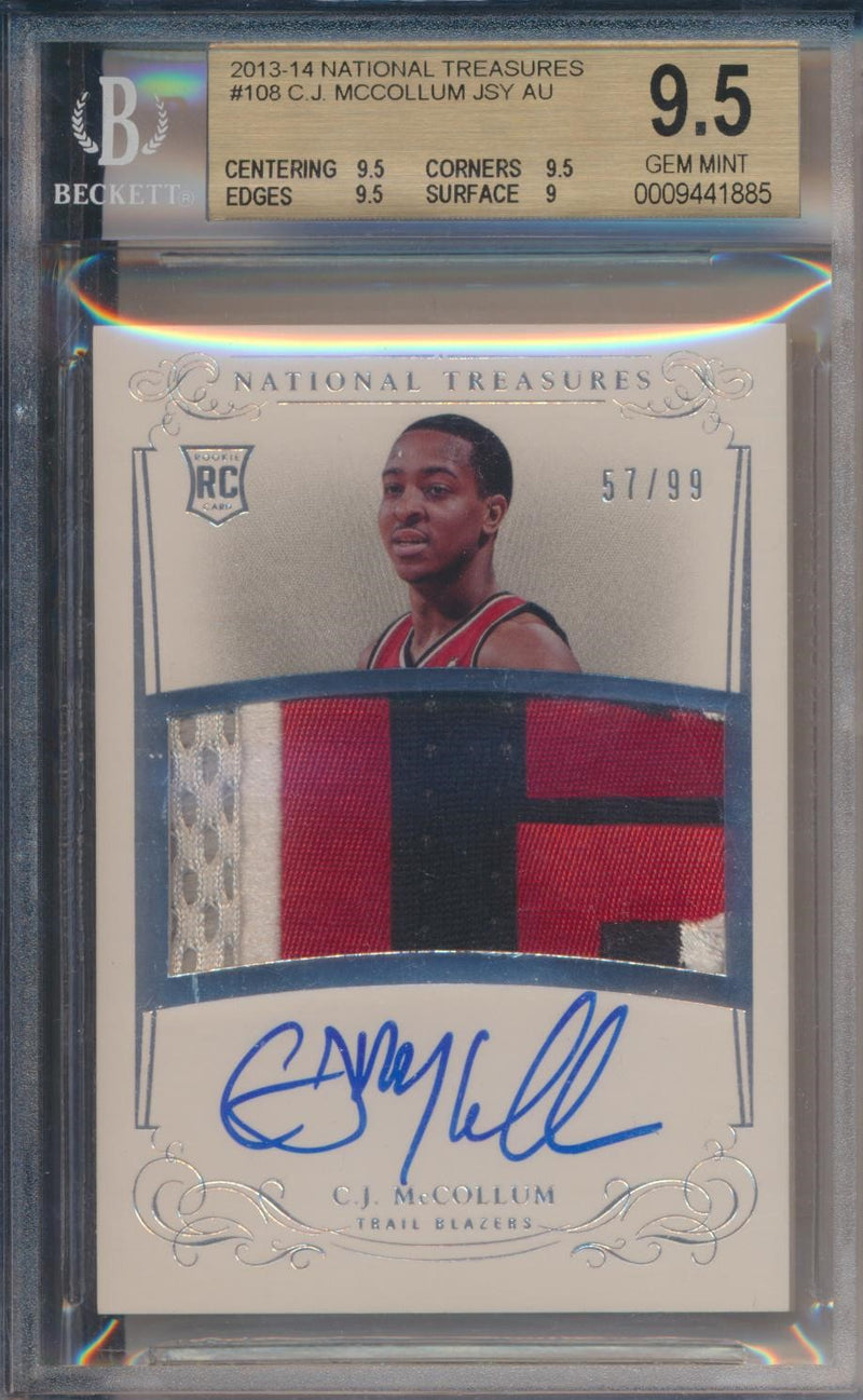 Panini 2013-2014 National Treasures RPA Platinum #108 C.J. McCollum 57/99 / BGS Grade 9.5 / Auto Grade 10