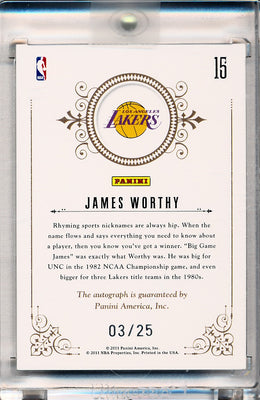 Panini 2010-2011 National Treasures Notable Nicknames  #15 James Worthy 3/25