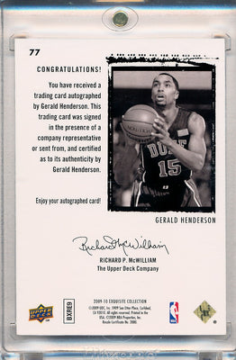 Upper Deck 2009-2010 Exquisite Collection Rookie Parallel #77 Gerald Henderson 15/15