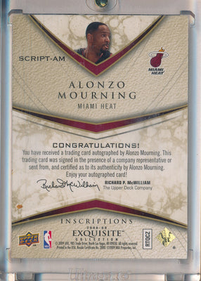 Upper Deck 2008-2009 Exquisite Collection Inscriptions #SCRIPT-AM Alonzo Mourning 10/25