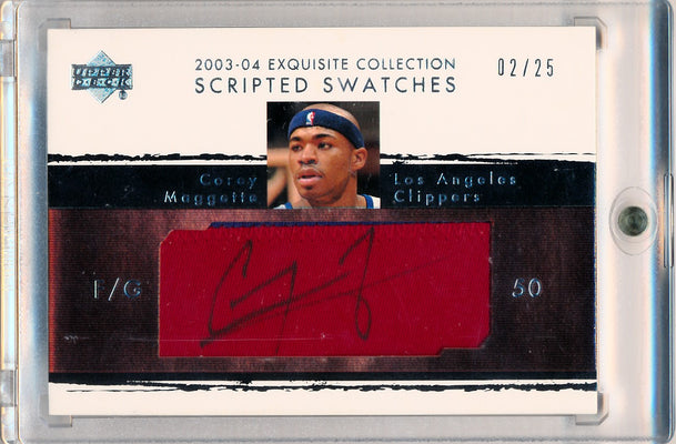 Upper Deck 2003-2004 Exquisite Collection Scripted Swatches #SS-CM Corey Maggette 2/25