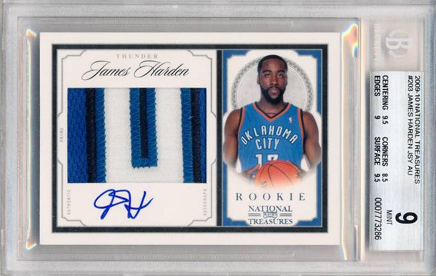 Panini 2009-2010 National Treasures Century Silver #203 James Harden 74/99 / BGS Grade 9 / Auto Grade 10