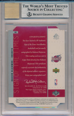 Upper Deck 1998-1999 SP Authentic Sign Of The Times #HO Hakeem Olajuwon  / BGS Grade 9 / Auto Grade 10