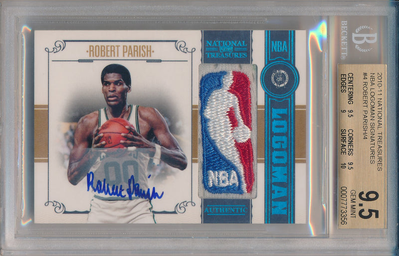 Panini 2010-2011 National Treasures NBA Logoman Signatures #4 Robert Parish 2/4 / BGS Grade 9.5 / Auto Grade 10