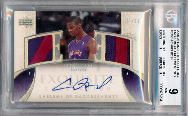 Upper Deck 2005-2006 Exquisite Collection Emblems Of Endorsement #EMCH Chris Bosh 7/15 / BGS Grade 9 / Auto Grade 10