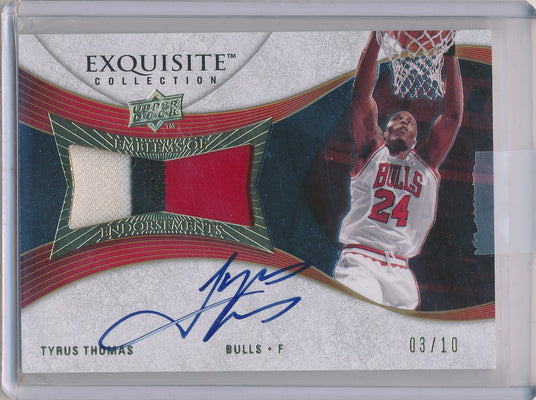 Upper Deck 2007-2008 Exquisite Collection Emblems Of Endorsement #EETT Tyrus Thomas 3/10