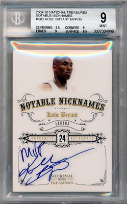 Panini 2009-2010 National Treasures Notable Nicknames  #KB2 Kobe Bryant 24/35 / BGS Grade 9 / Auto Grade 10