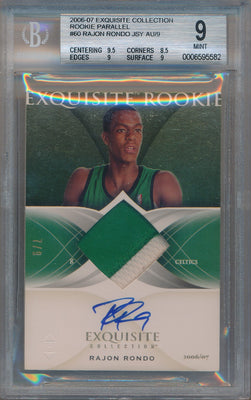 Upper Deck 2006-07 Exquisite Collection Exquisite Rookie Parallel Jersey Auto  #60 Rajon Rondo 7/9 / BGS Grade 9 / Auto Grade 10