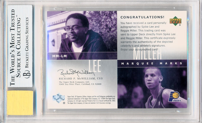 Upper Deck 2003-2004 Sp Signature Edition Marquee Marks #MM-LM Spike Lee / Reggie Miller 5/25 / BGS Grade 9 / Auto Grade 9