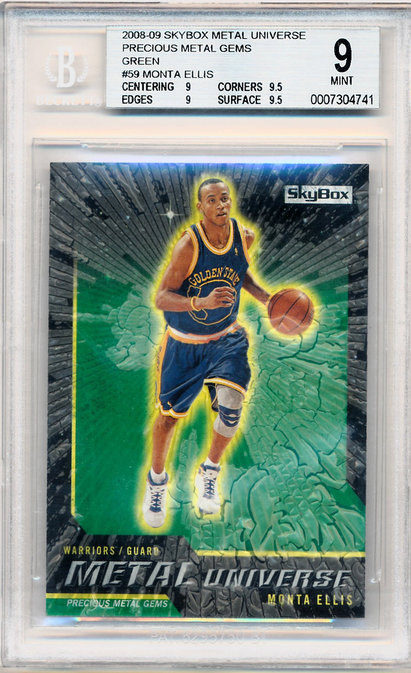 Skybox 2008-2009 Metal Universe Precious Metal Gems Green #59 Monta Ellis 3/50 / BGS Grade 9