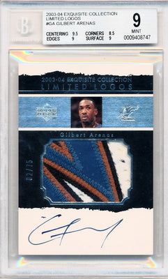 Upper Deck 2003-2004 Exquisite Collection Limited Logos #GA Gilbert Arenas 2/75 / BGS Grade 9 / Auto Grade 10