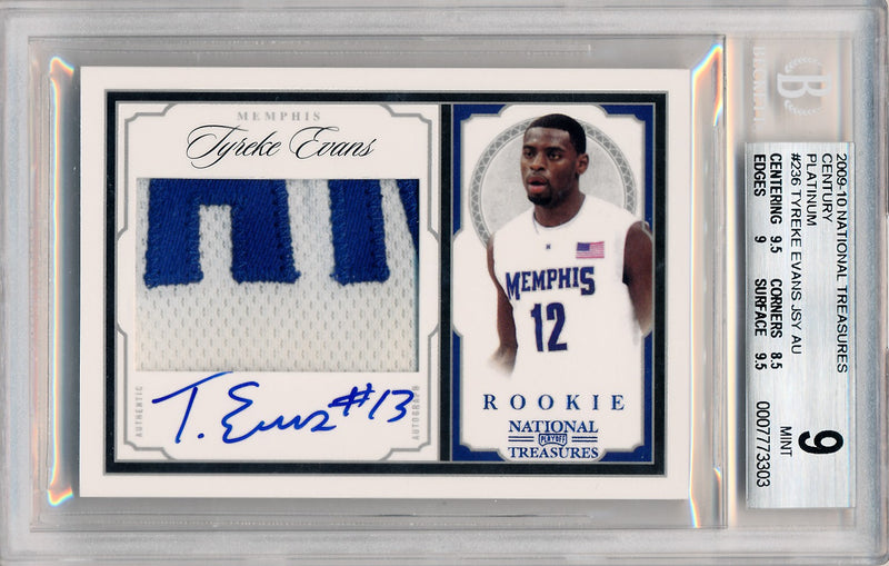 Panini 2009-2010 National Treasures Century Platinum #236 Tyreke Evans 1/5 / BGS Grade 9 / Auto Grade 10