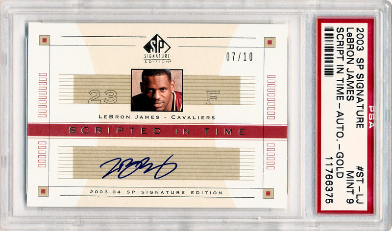 Upper Deck 2003-2004 SP Signature Edition  Scripted In Time Gold #STLJ Lebron James 7/10 / PSA Grade 9