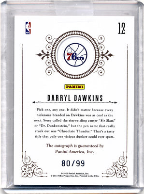 Panini 2010-2011 National Treasures Notable Nicknames  #12 Daryl Dawkins 80/99