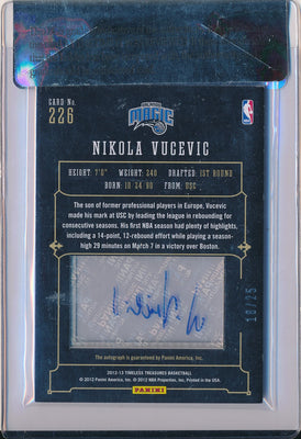 Panini 2012-2013 Timeless Treasures Glass Rookie #226 Nikola Vucevic 18/25 / BGS Grade 8.5 / Auto Grade 10