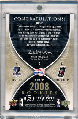 Upper Deck 2007-2008 Exquisite Collection Draft Picks Reservation #DPC O.J. Mayo / Eric Gordon / Jerryd Bayless 89/99