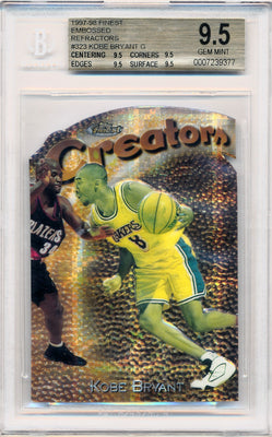 Topps 1997-1998 Finest Embossed Refractors #323 Kobe Bryant 28/74 / BGS Grade 9.5