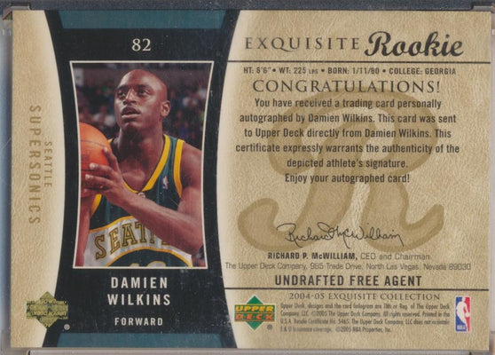 Upper Deck 2004-2005 Exquisite Collection Gold RPA #82 Damien Wilkins 3/12