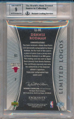 Upper Deck 2005-2006 Exquisite Collection Limited Logos #LL-DE Dennis Rodman 29/50 / BGS Grade 9 / Auto Grade 9