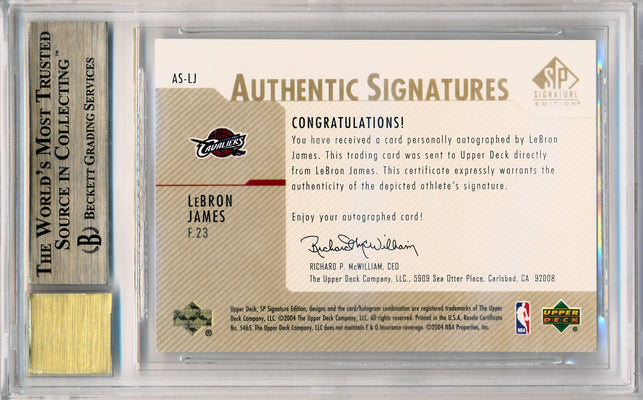 Upper Deck 2003-2004 SP Signature Edition  Authentic Signatures Gold #LJ Lebron James 25/50 / BGS Grade 9.5 / Auto Grade 10