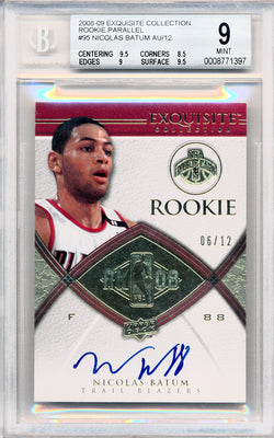 Upper Deck 2008-2009 Exquisite Collection Rookie Parallel #95 Nicolas Batum 6/12 / BGS Grade 9 / Auto Grade 10