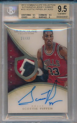 Panini 2013-2014 Immaculate Collection Autographs Jersey Number #182 Scottie Pippen 27/33 / BGS Grade 9.5 / Auto Grade 10