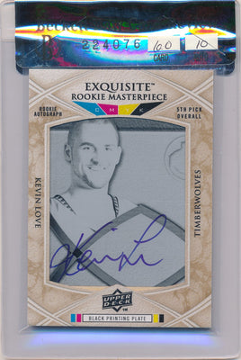 Upper Deck 2008-09 Exquisite Collection Black Printing Plate  #RPA-61 Kevin Love 1/1 / BGS Grade 6 / Auto Grade 10