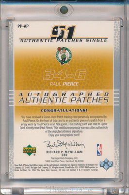 Upper Deck 2003-2004 SP Game Used Authentic Patches #PP-AP Paul Pierce