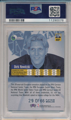 Fleer 1998-1999 Fleer Ultra  Platinum Medallion  #118P Dirk Nowitzki 29/66 / PSA Grade 10