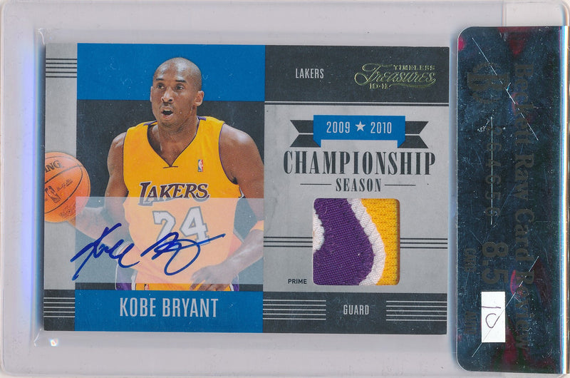 2010-11 Panini Timeless Treasures Championship Season Material Signatures  #8 Kobe Bryant Signed Relic Card (#11/25) - BGS NM-MT 8, Beckett 10 on  Goldin Auctions