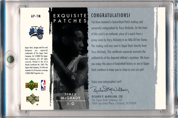 Upper Deck 2003-2004 Exquisite Collection Patches Autographs #AP-TM Tracy Mcgrady 12/100