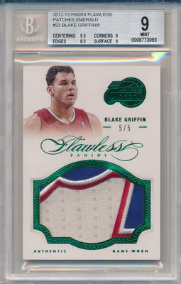 Panini 2012-2013 Flawless Emerald Jumbo Patches #23 Blake Griffin 5/5 / BGS Grade 9