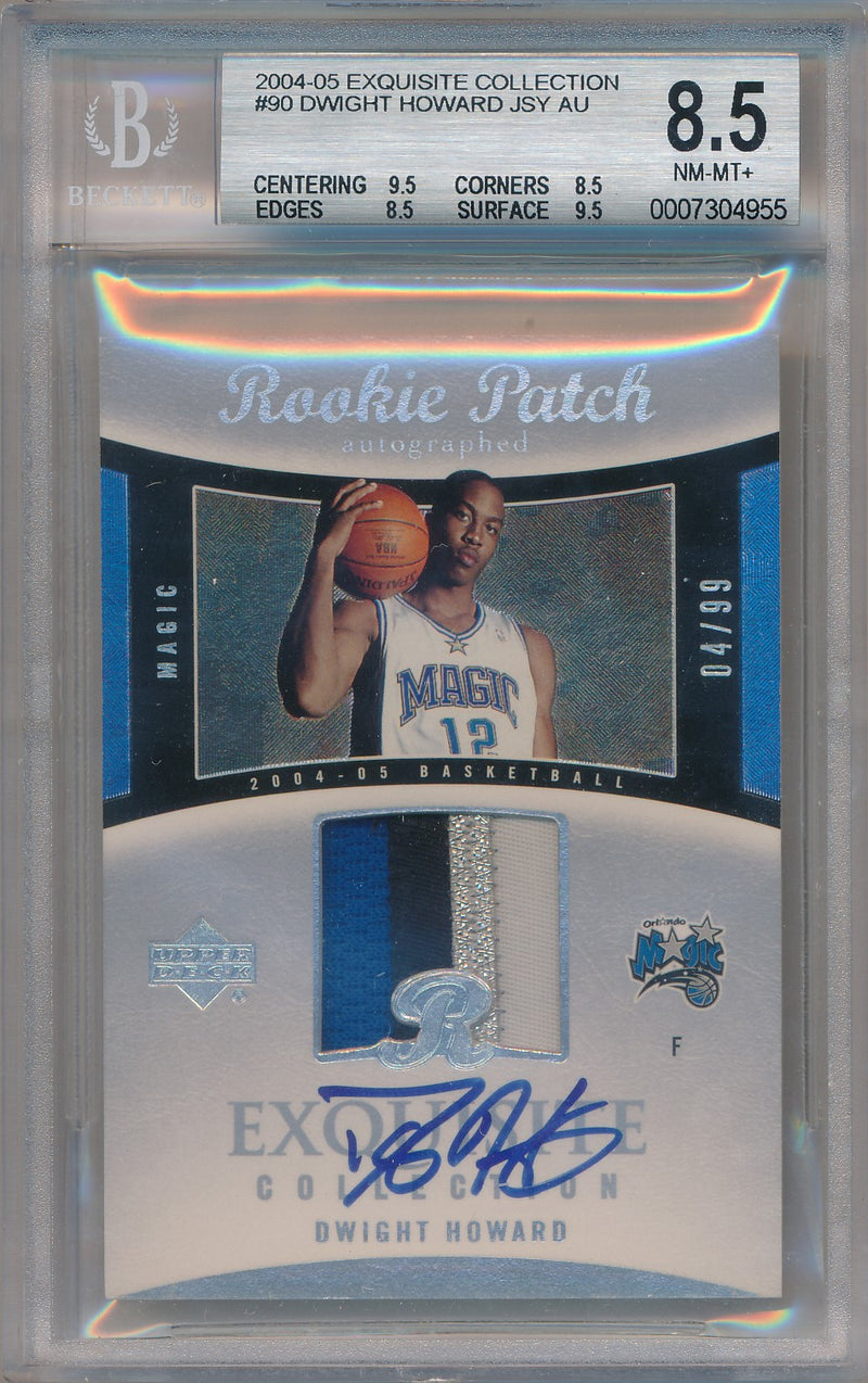 Upper Deck 2004-2005 Exquisite Collection Rookie Patch #90 Dwight Howard 4/99 / BGS Grade 8.5 / Auto Grade 10