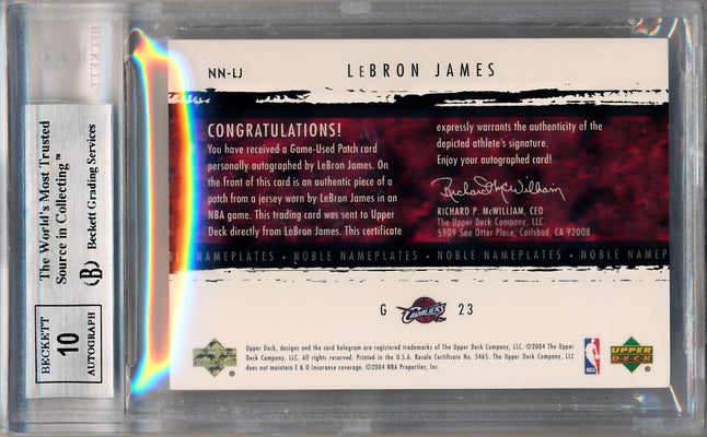 Upper Deck 2003-2004 Exquisite Collection Noble Nameplates #NN-LJ Lebron James 11/25 / BGS Grade 8.5 / Auto Grade 10