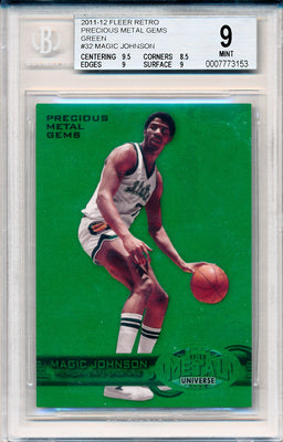 Upper Deck 2011-12 Fleer Retro Precious Metal Gems GREEN #PM-32 Magic Johnson 10/10 / BGS Grade 9