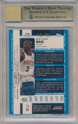 Topps 2003-2004 Bowman Chrome Refractors #149 Dwyane Wade 10/50 / BGS Grade 9.5 / Auto Grade 10