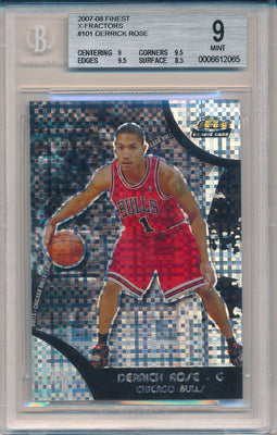 Topps 2007-08 Finest X-Fractor #101 Derrick Rose 13/15 / BGS Grade 9