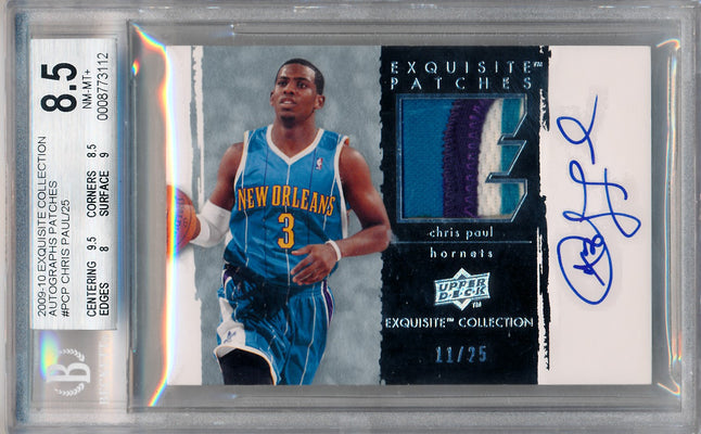 Upper Deck 2009-2010 Exquisite Collection Autographs Patches #PCP Chris Paul 11/25 / BGS Grade 8.5 / Auto Grade 10