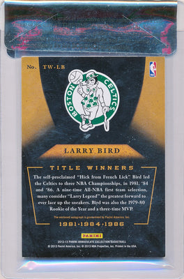 Panini 2012-2013 Immaculate Collection Title Winners Autographs #TWLB Larry Bird 2/3 / Auto Grade 10