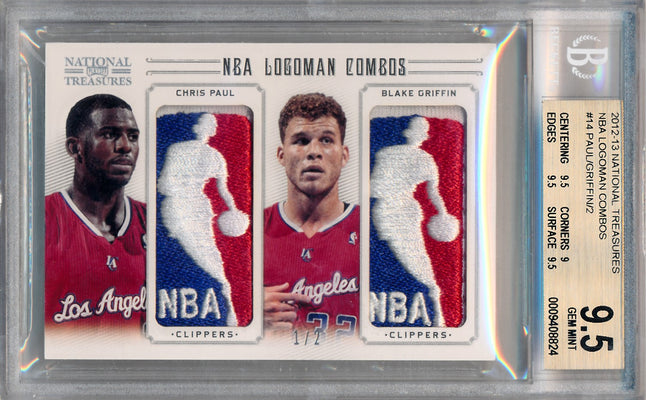 Panini 2012-2013 National Treasures NBA Logoman Combos #14 Chris Paul / Blake Griffin 1/2 / BGS Grade 9.5