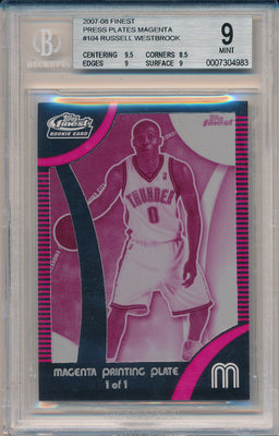 Topps 2008-09 Finest Press Plates Magneta #104 Russell Westbrook 1/1 / BGS Grade 9