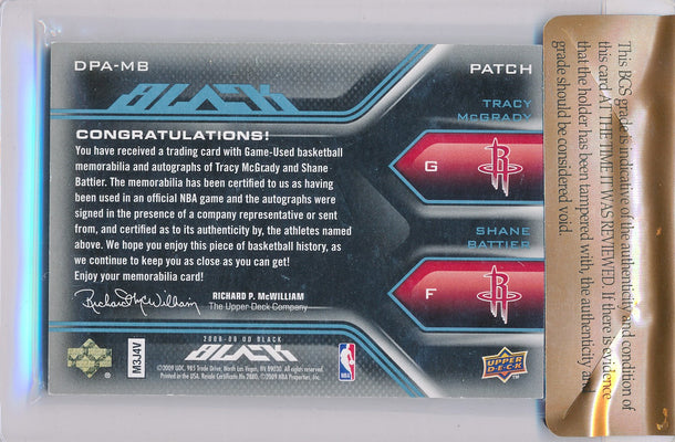 Upper Deck 2008-2009 Ud Black Dual Patch Autographs White #DPA-MB Tracy Mcgrady / Shane Battier 1/1 / BGS Grade 8 / Auto Grade 9